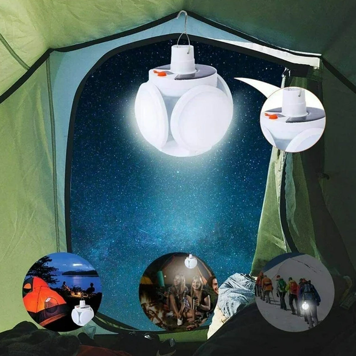 Solar Camping Light – USB Rechargeable Emergency LED – alternate view