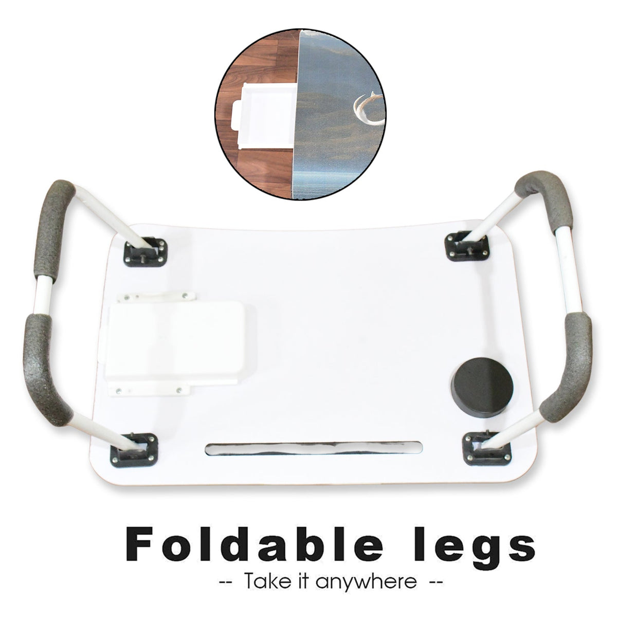 Laptop Desk – Foldable Study Table with Cupholder & Drawer – detail view