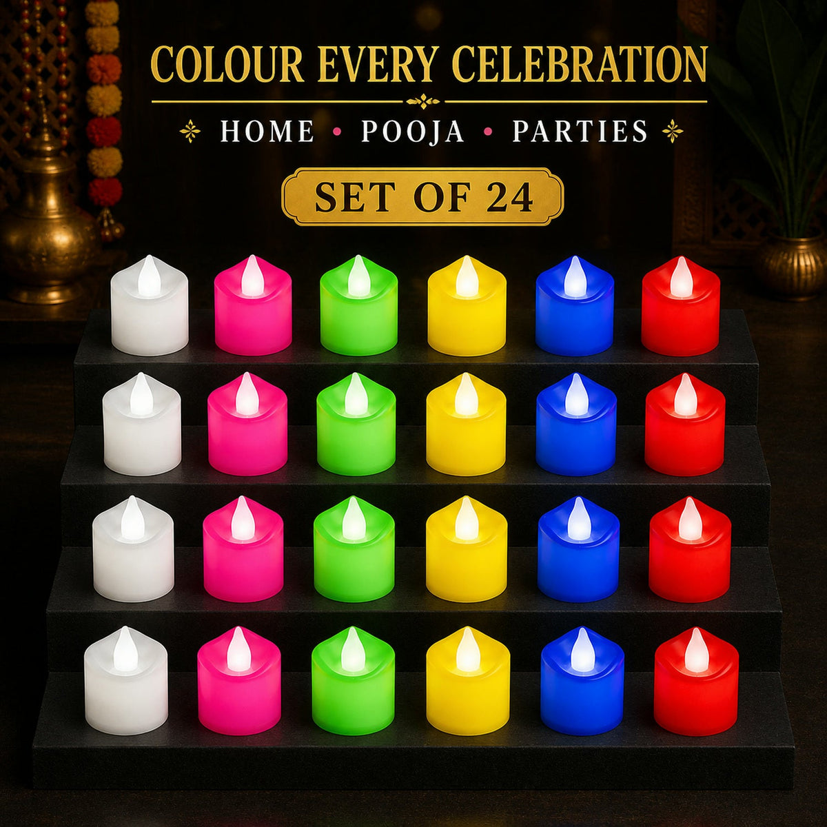LED Tealight Candles – 24 pcs Multicolor – view 7