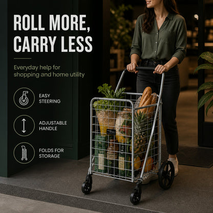Foldable Shopping Cart – Durable Iron Frame & Dual Swivel – view 14
