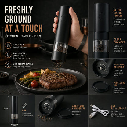 Electric Pepper Grinder – USB Rechargeable & One Touch – view 10