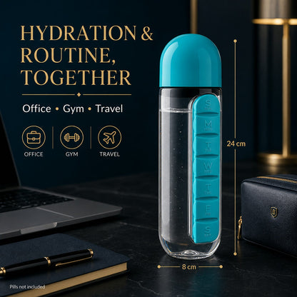 Pill Organizer Water Bottle 600ml – Travel Friendly – view 11
