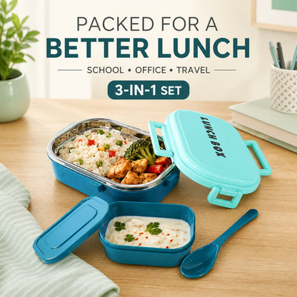 Stainless Steel Lunch Box – 3-in-1 Leakproof set – view 7