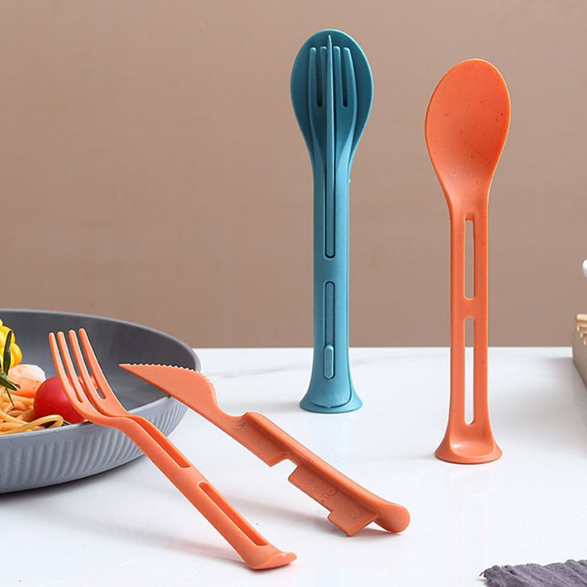 Reusable Cutlery set – 3-in-1 Spoon Fork Knife – close-up