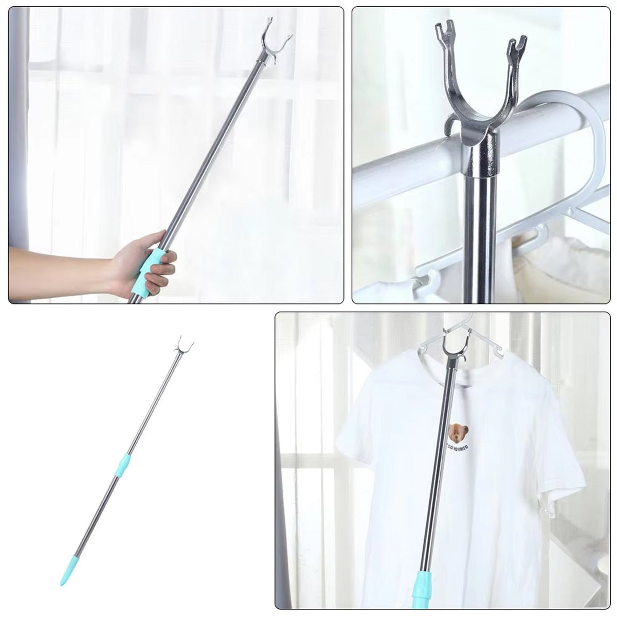 Telescopic Clothes Hanger Pole – Stainless Steel Extendable – view 6