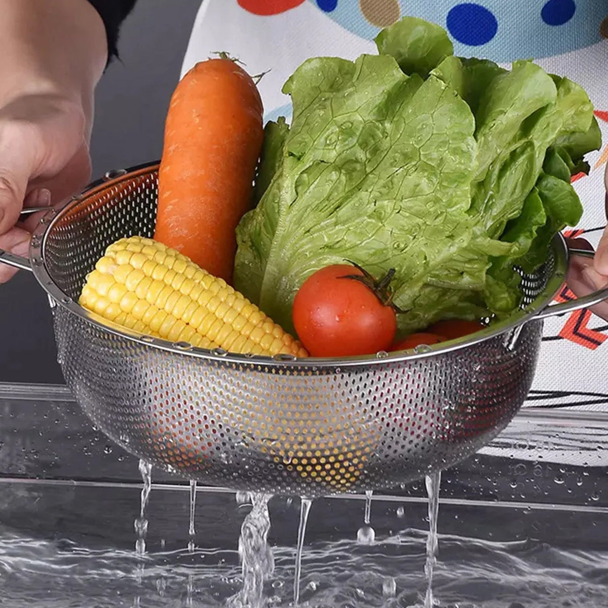 Stainless Steel Colander – Large Mesh Strainer for Kitchen