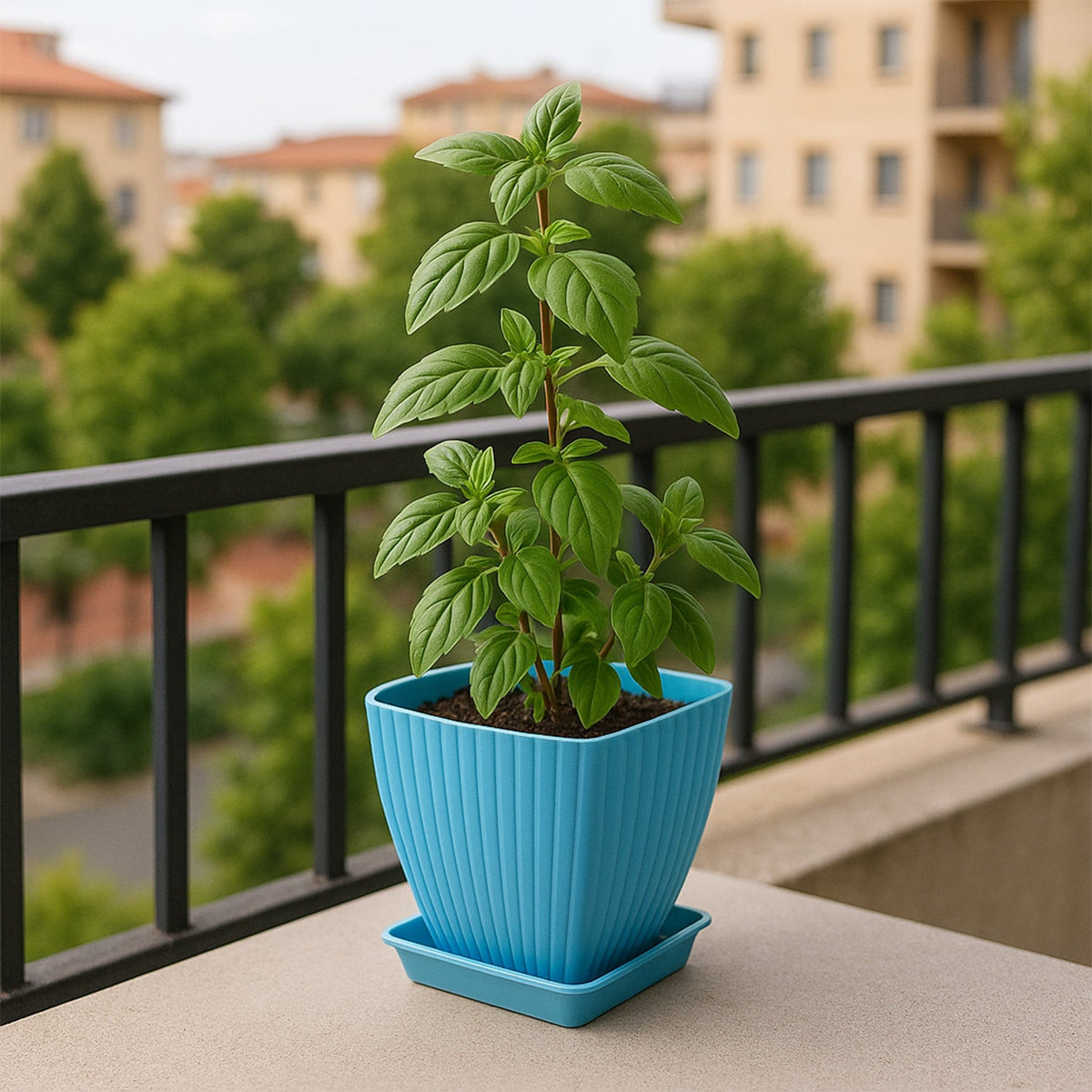 Square Plastic Flower Pots set of 5 – Durable Lightweight – detail view