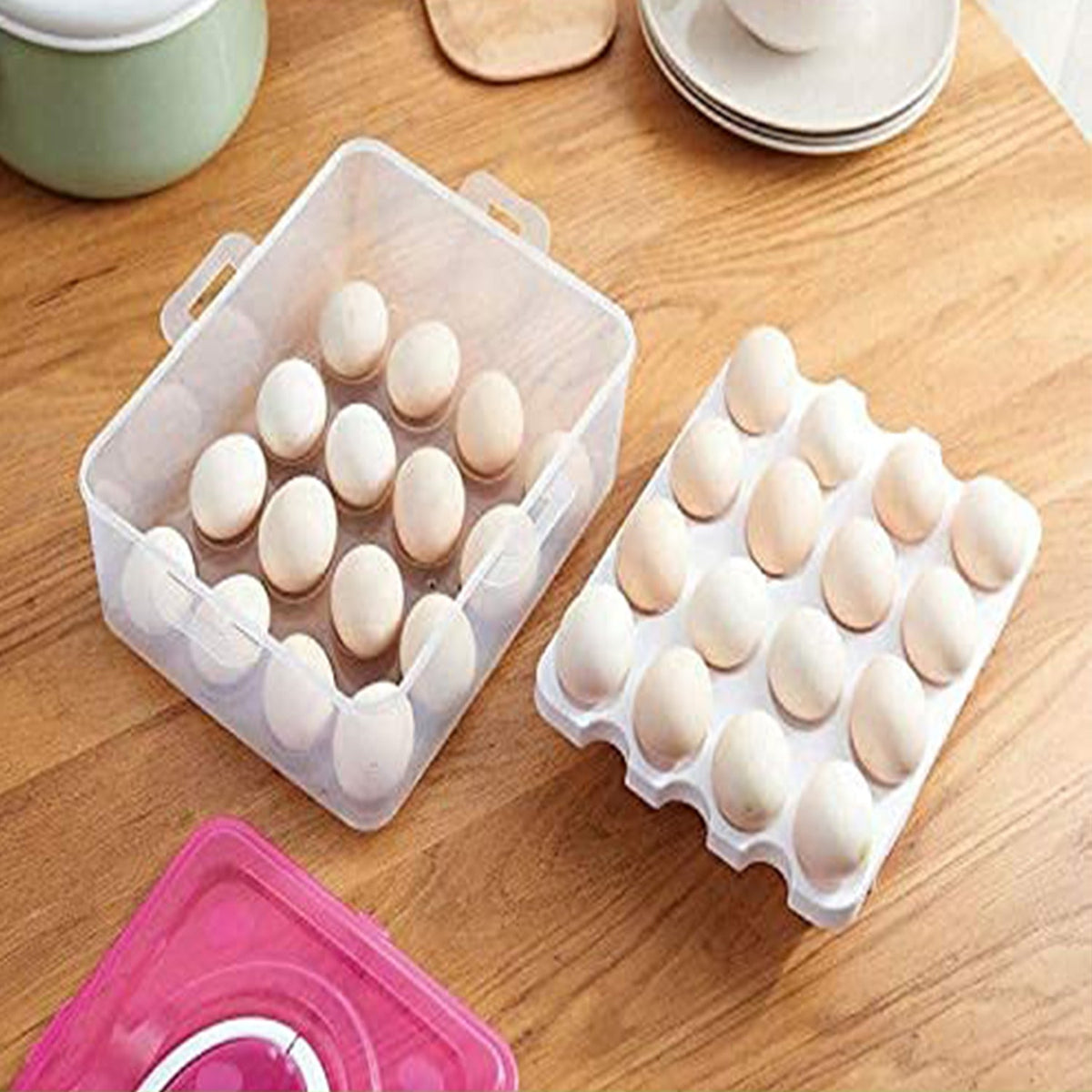 32-Grid Egg Tray with Lid & Handle – 2-Layer Egg Storage – alternate view