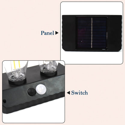 Solar LED Lamp – Double Bulb Outdoor Garden Light – close-up