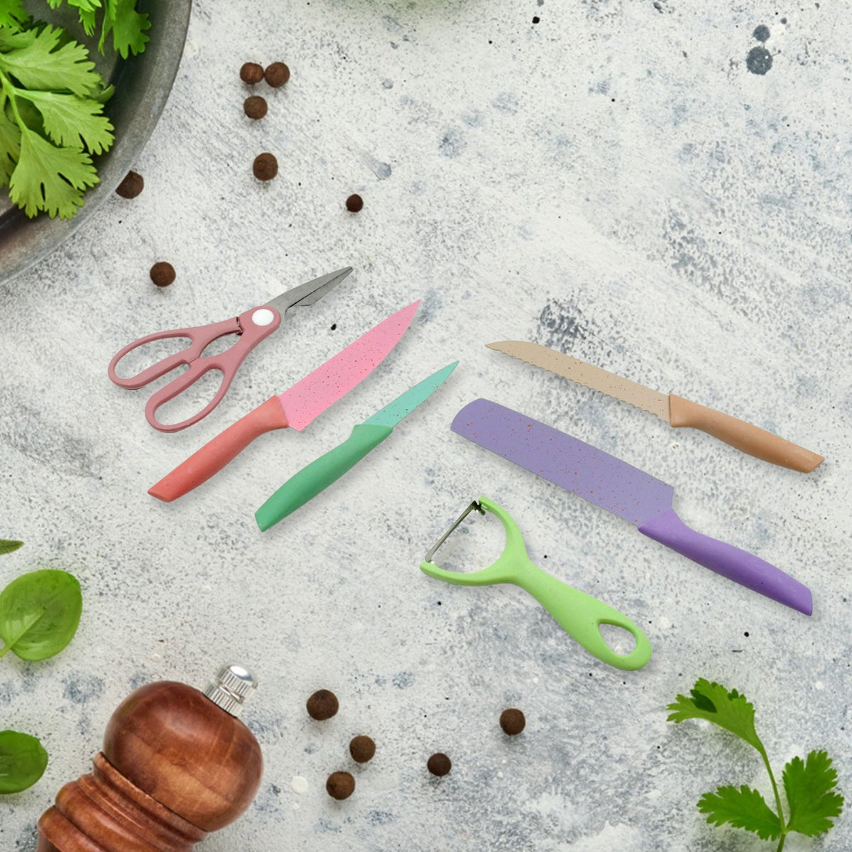 Kitchen Knife set – Professional 6 pc Steel with Storage – alternate view