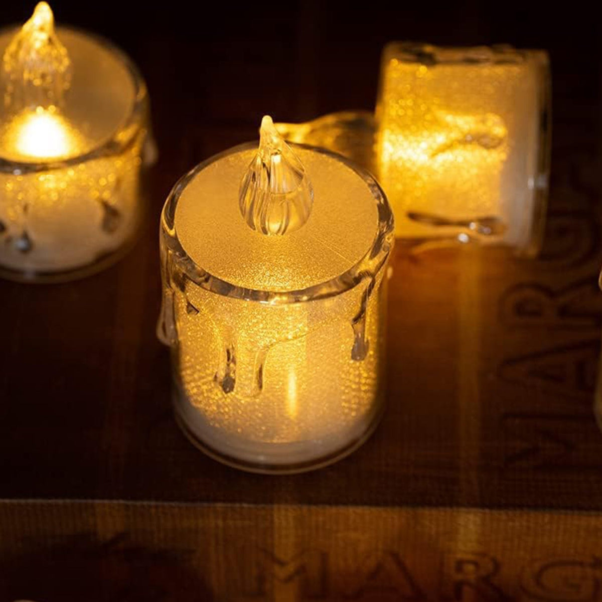 Diwali LED Candle – Crystal Glitter Light for Home Decor – detail view