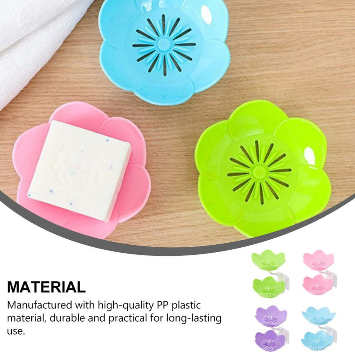 Self-Draining Soap Dish – Flower Design Bathroom Holder – alternate view