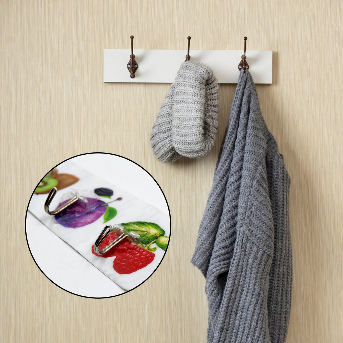 Adhesive Wall Hooks – Strong, Transparent, Multiuse (6 Pcs) – detail view