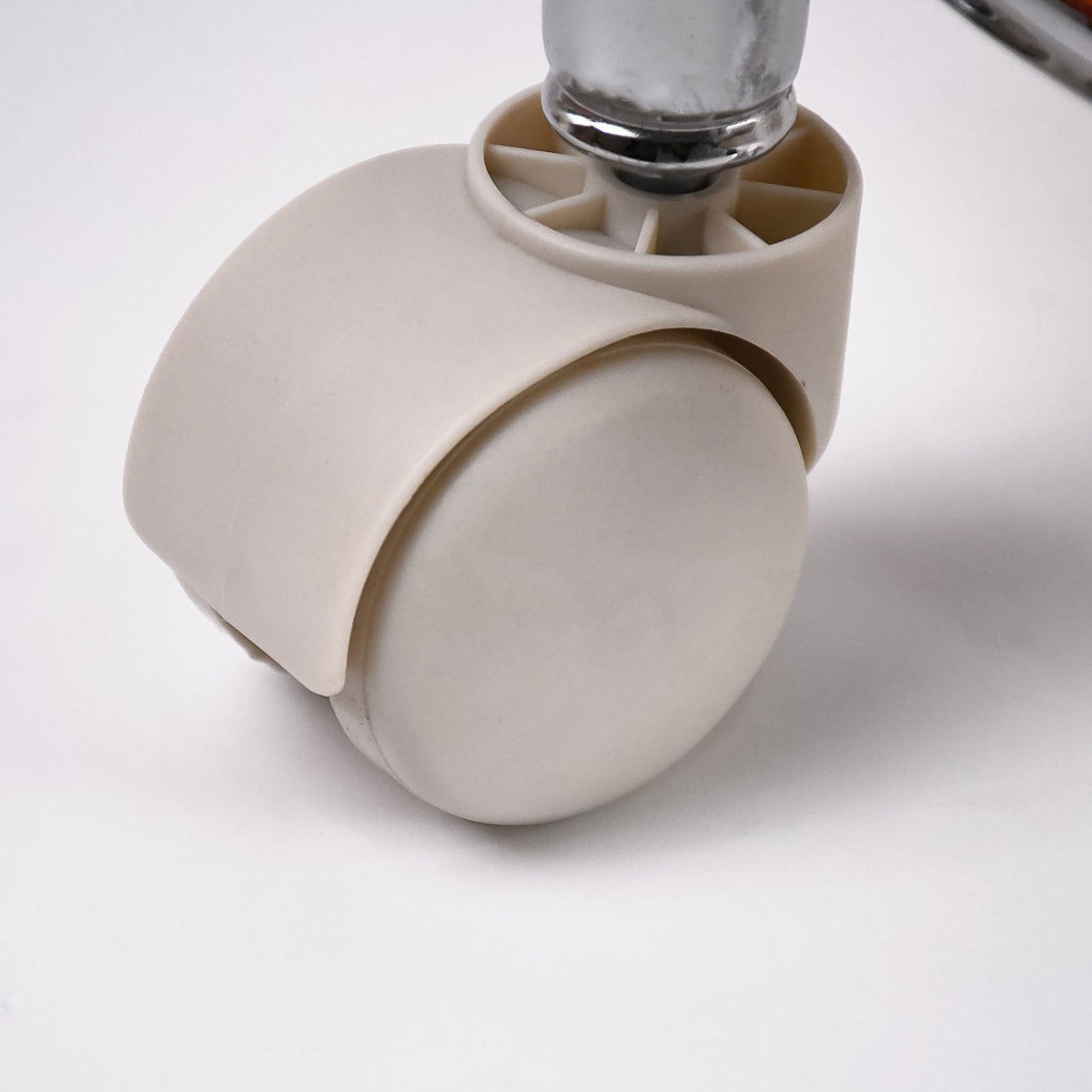 Rolling Stool with Steel Base & Cushioned Seat – Indo Glow – detail view