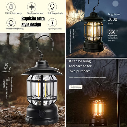 Rechargeable LED Camping Lantern – Retro Dimmable Light – alternate view