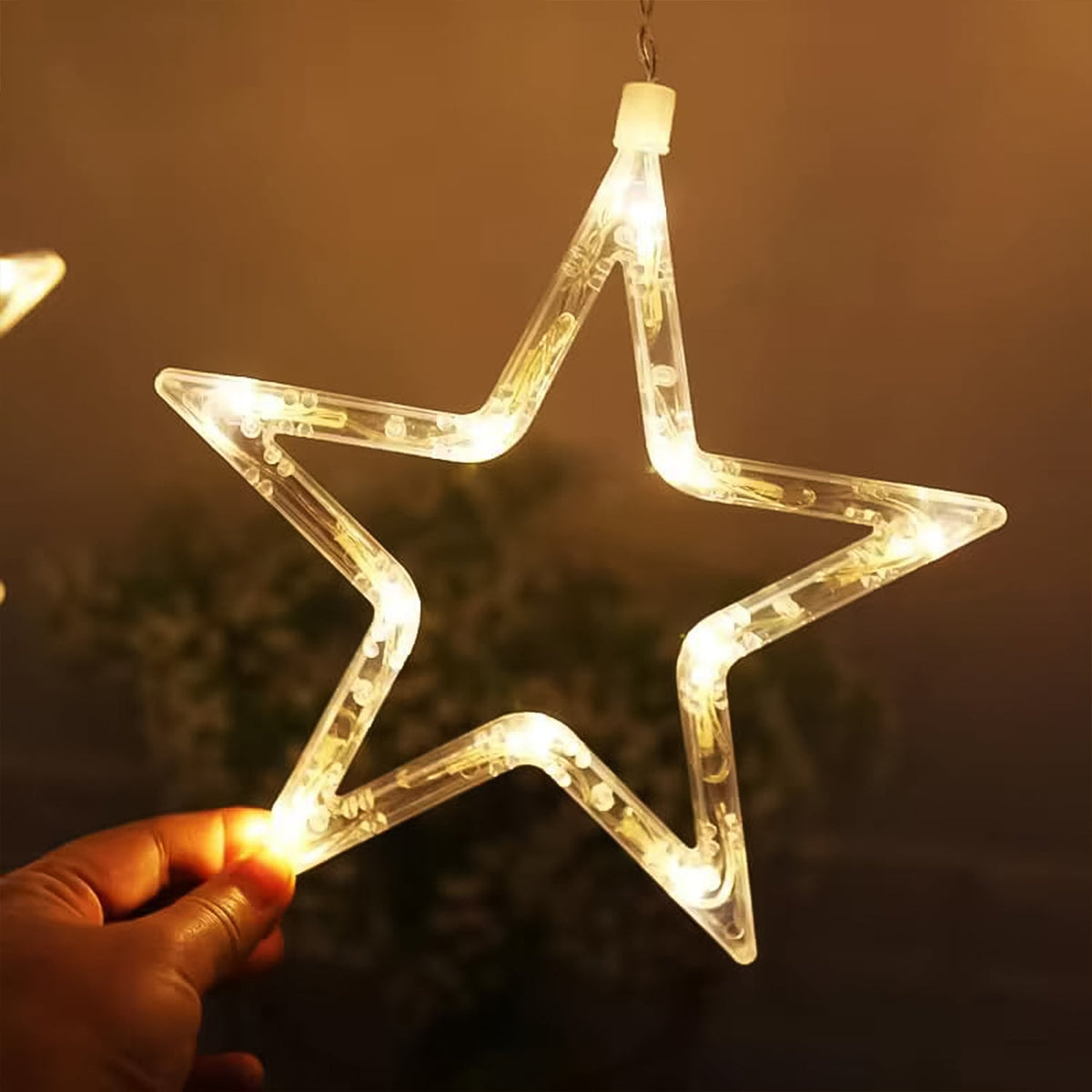 LED Curtain Lights – 12 Star Warm White for Home & Diwali – detail view