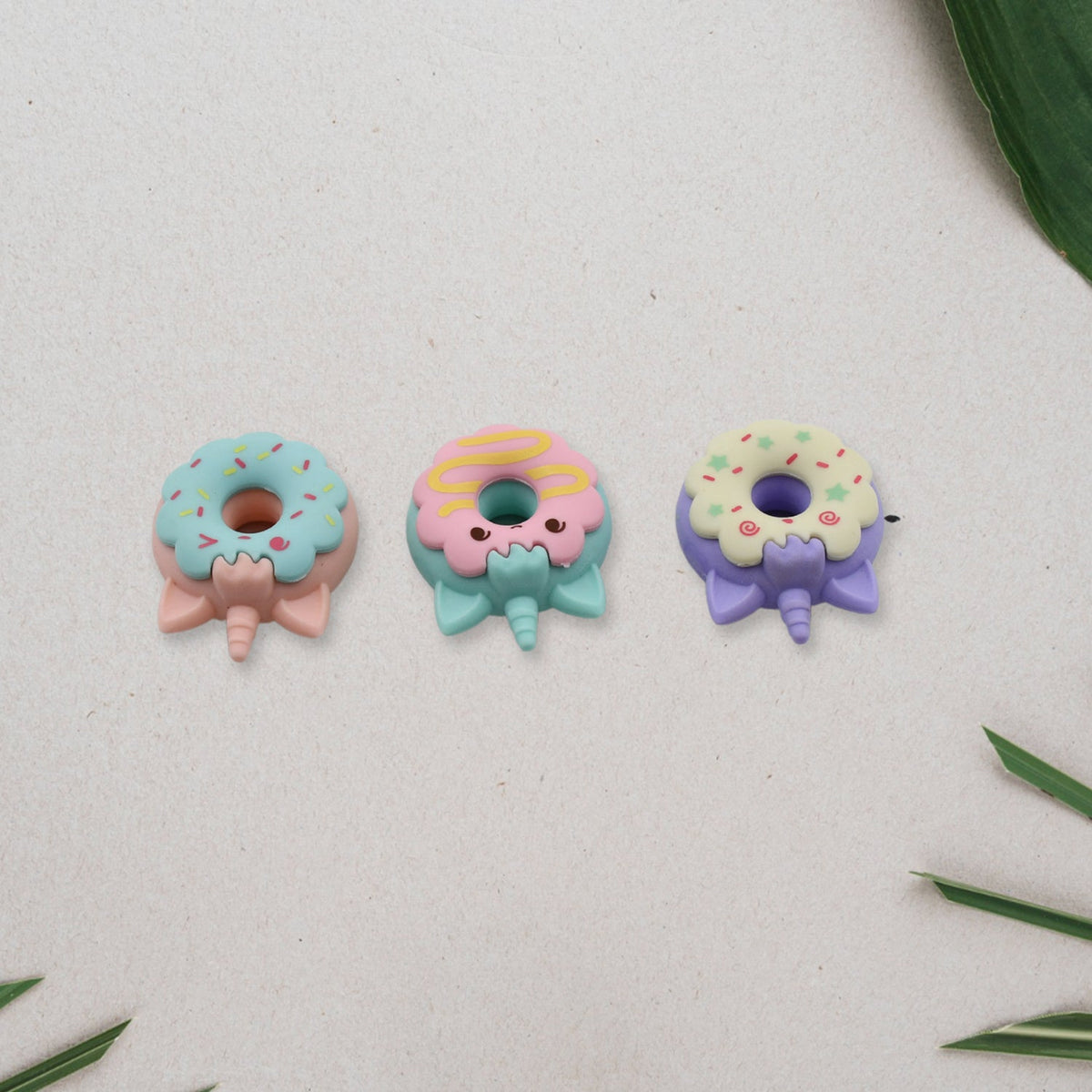 Donut Erasers – Non-Toxic 3pc set for Kids – detail view