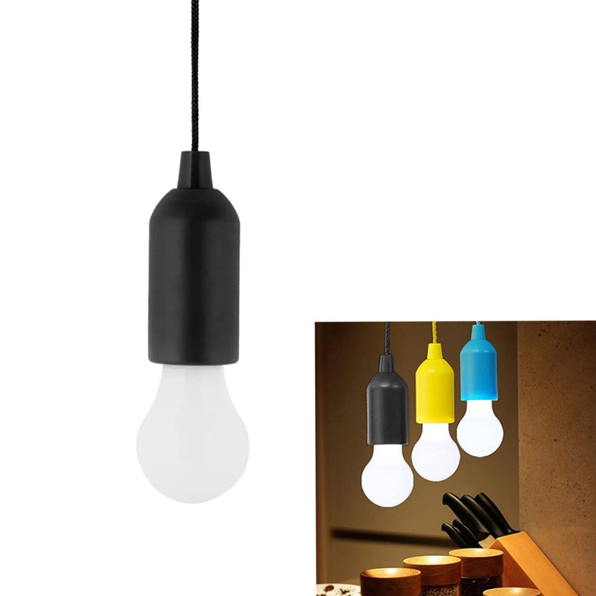 LED Pull Cord Light – Portable Battery Bulb – alternate view