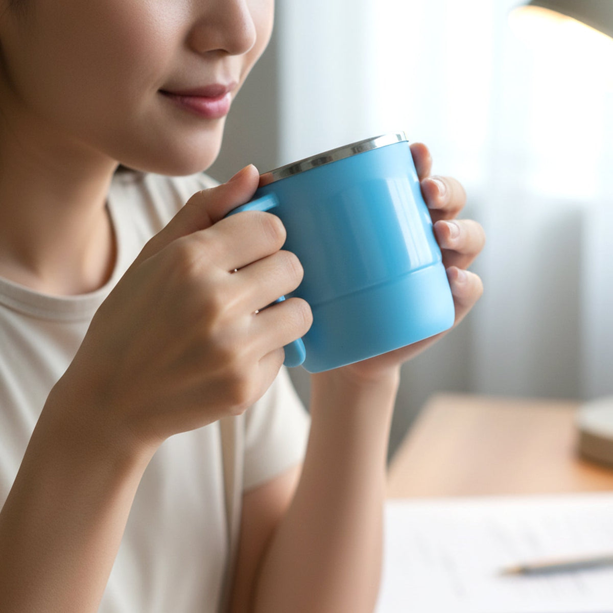 Insulated Coffee Mug – Stainless Steel, Leakproof – detail view
