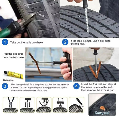 Tubeless Tyre Puncture Repair Kit – 5 pc Emergency set – alternate view