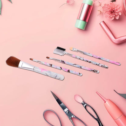 Makeup Brush set – 5-Piece Floral Face, Eyes & Lips Kit – close-up