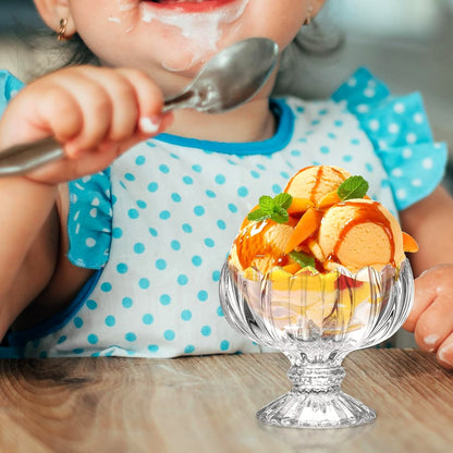 Glass Ice Cream Bowls – set of 6 Clear Dessert Cups – detail view