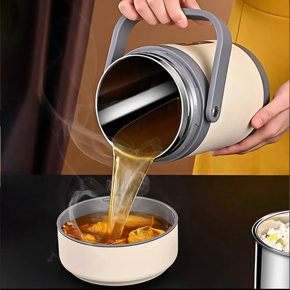 Electric Heated Lunch Box – 2L Stainless Steel – close-up