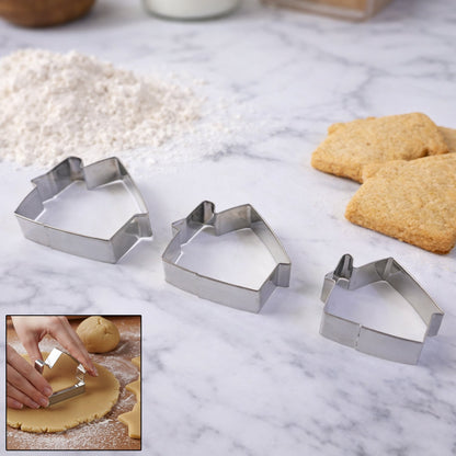 Stainless Steel House Shape Cookie Cutter set – 3 Durable – close-up