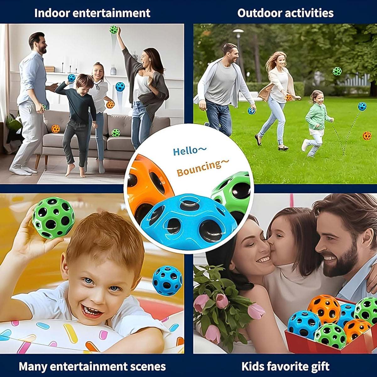 Bouncy Ball for Kids – High-Bounce Moon Crater Toy – detail view