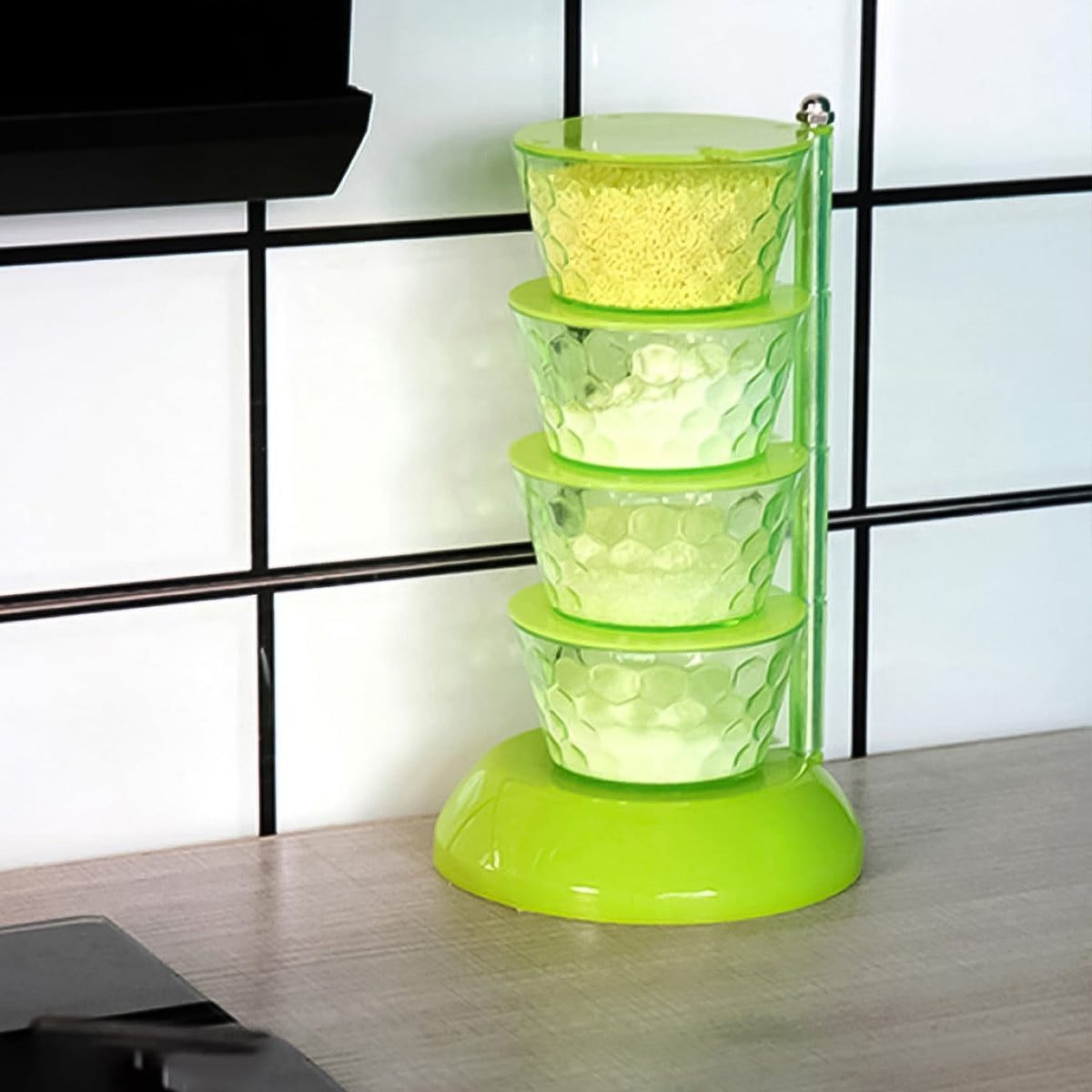 Rotating Spice Rack – 4-Tier 360° Pickle Tower – close-up