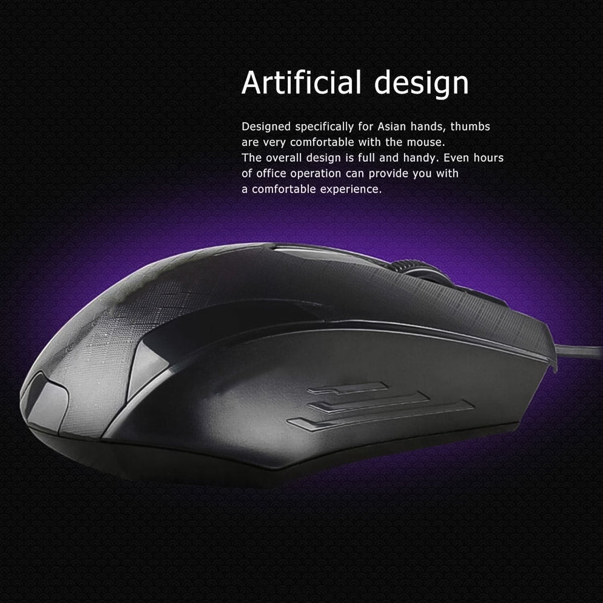 Wired Optical Mouse – Ergonomic, 1000 DPI for Laptop – detail view