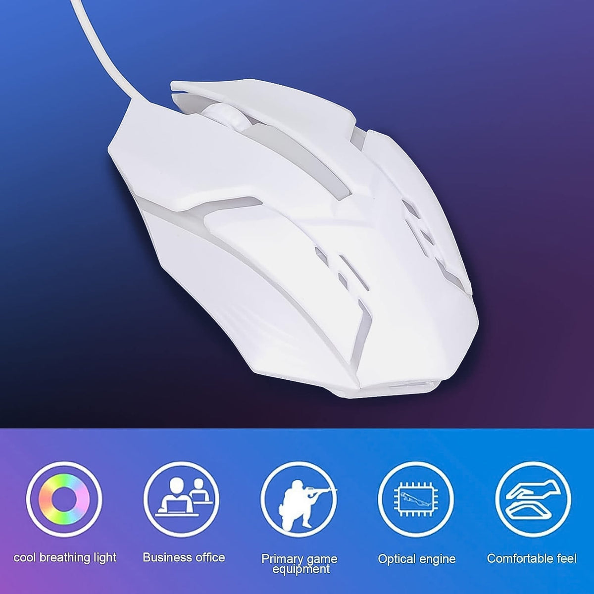 Wired Gaming Mouse – Ergonomic RGB Lighting for Gamers – detail view