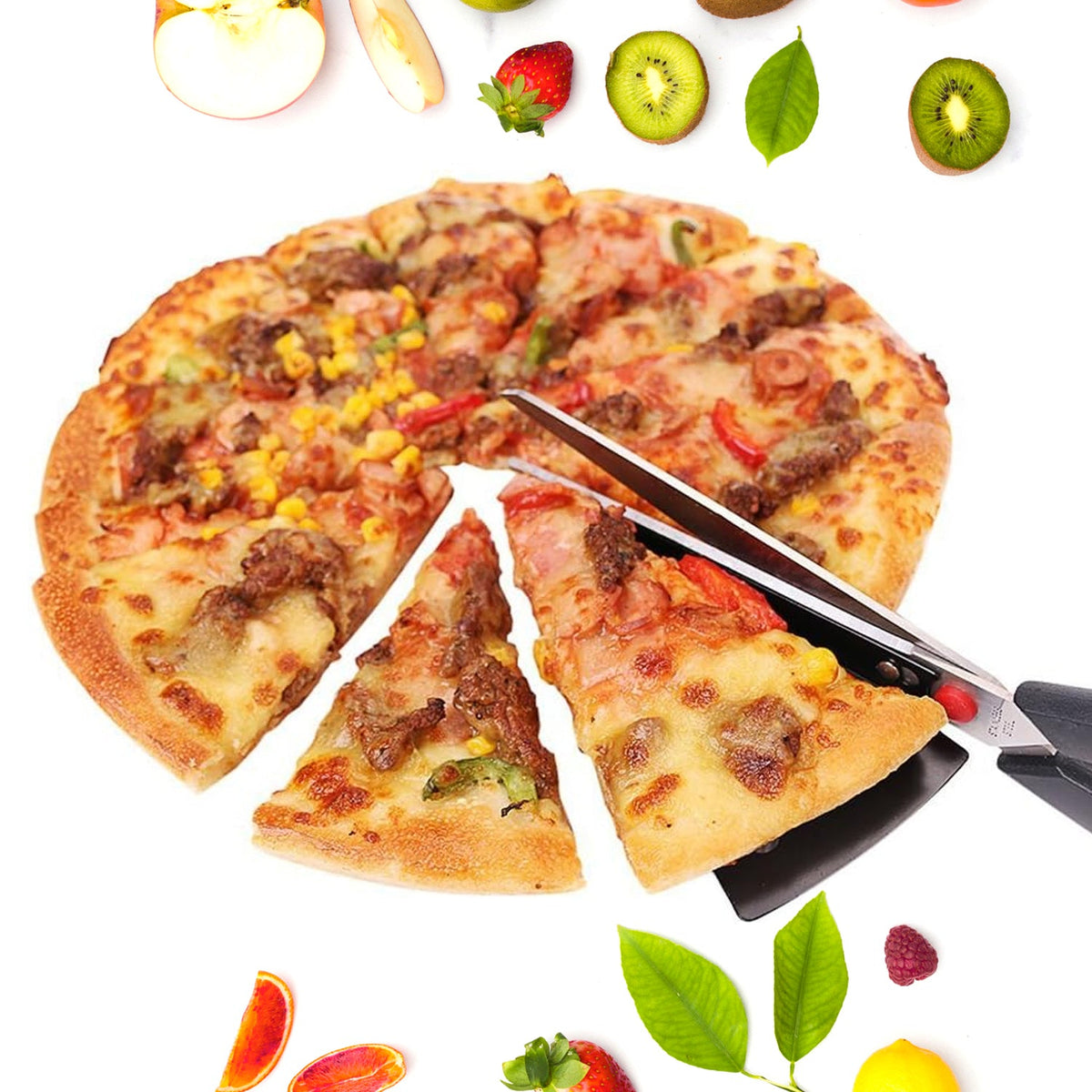 Pizza Cutter Scissors – Stainless Steel – detail view