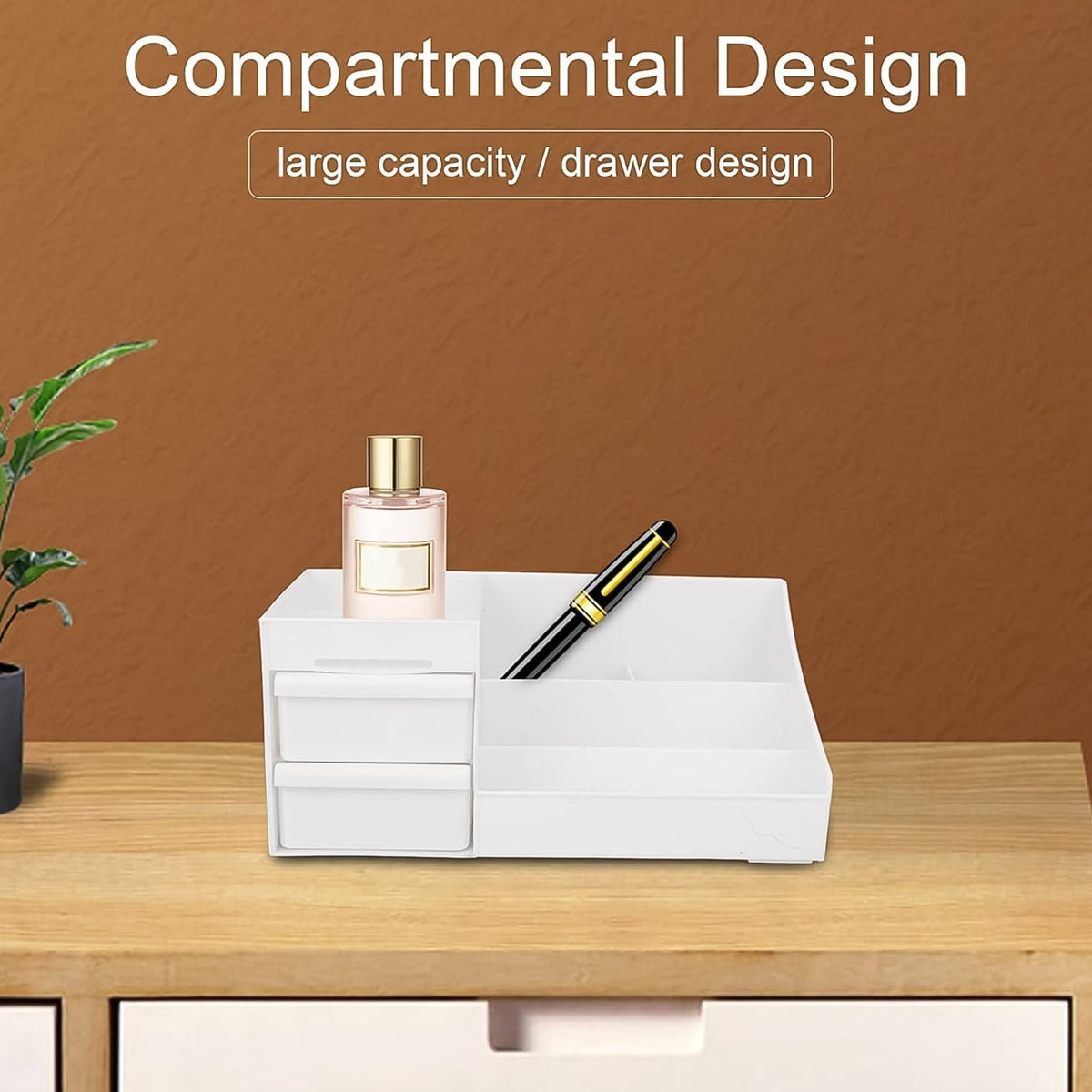 Desktop Cosmetic Storage Box – Large Capacity 9 Compartments – detail view