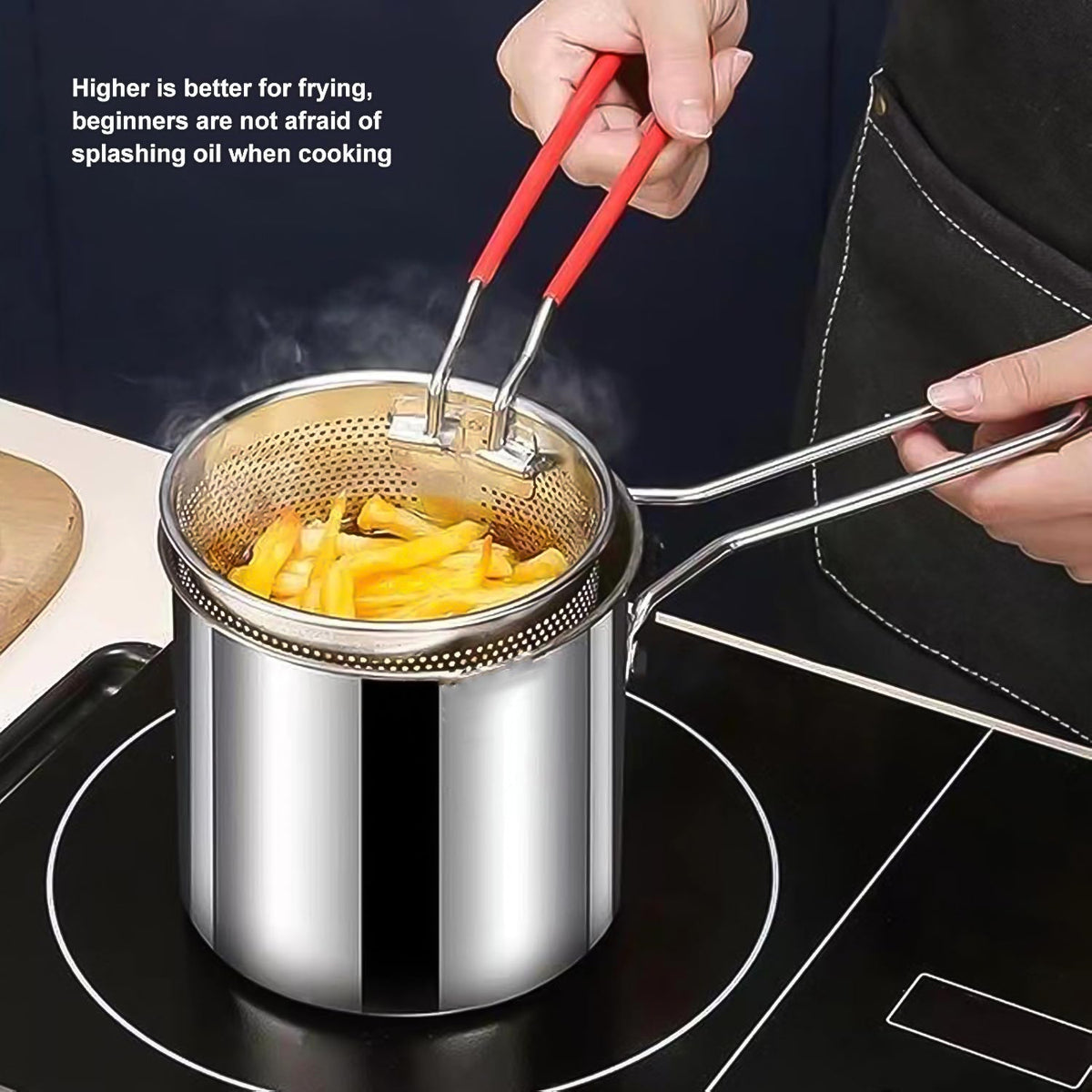 Deep Frying Pot – Stainless Steel with Strainer Basket