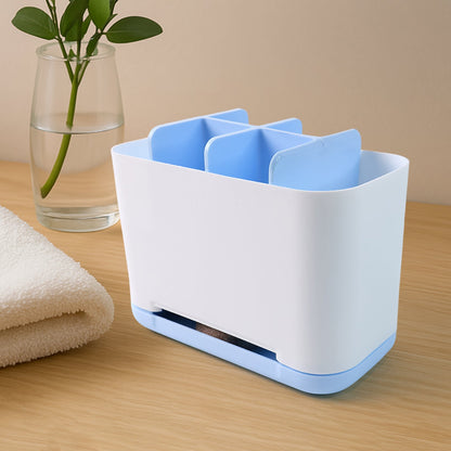 Toothbrush Holder Stand – 6-Compartment Plastic Caddy – detail view