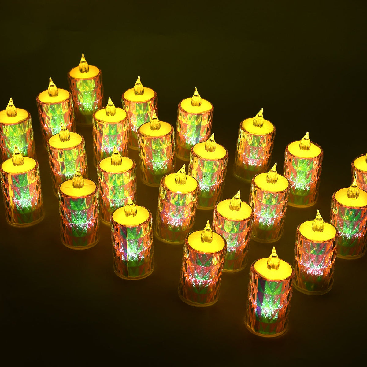 Flameless LED Tea Light Candles – 24 pc Diwali Decor – detail view