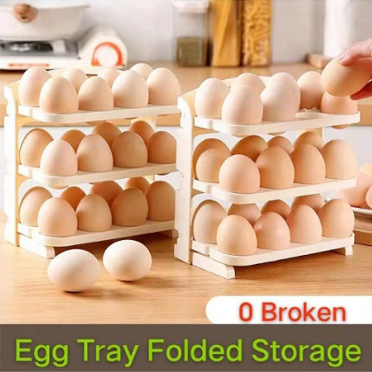 Foldable Egg Tray – 24-Grid Refrigerator Organizer – detail view