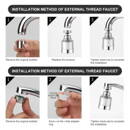 Swivel Faucet Aerator – 360° Rotatable & Foldable – detail view