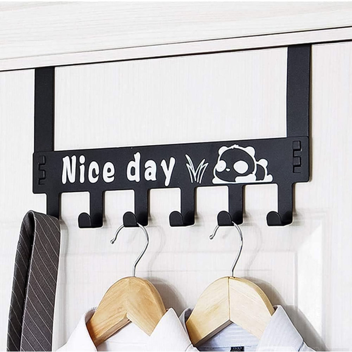 Carbon Steel Over Door Hook Rack – Heavy-Duty 6 Hooks, Black – alternate view