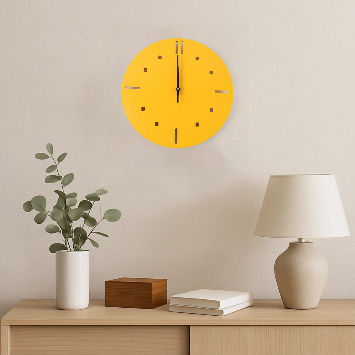 Yellow Silent Wall Clock – Modern Non-Ticking Timepiece – view 6