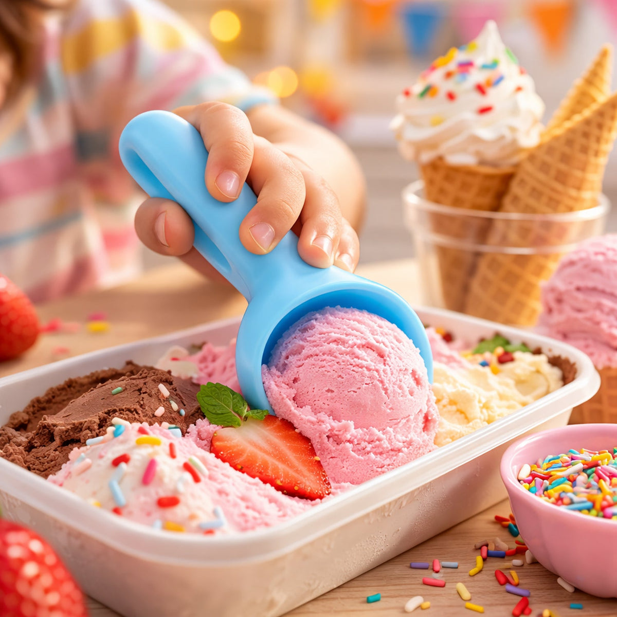 Plastic Ice Cream Scoop – 4 pc Multipurpose Kitchen set – close-up