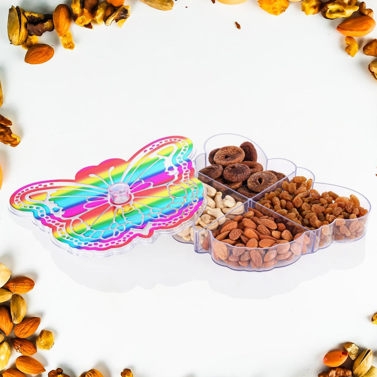 Butterfly Dry Fruit Box – 4-Compartment Storage – close-up