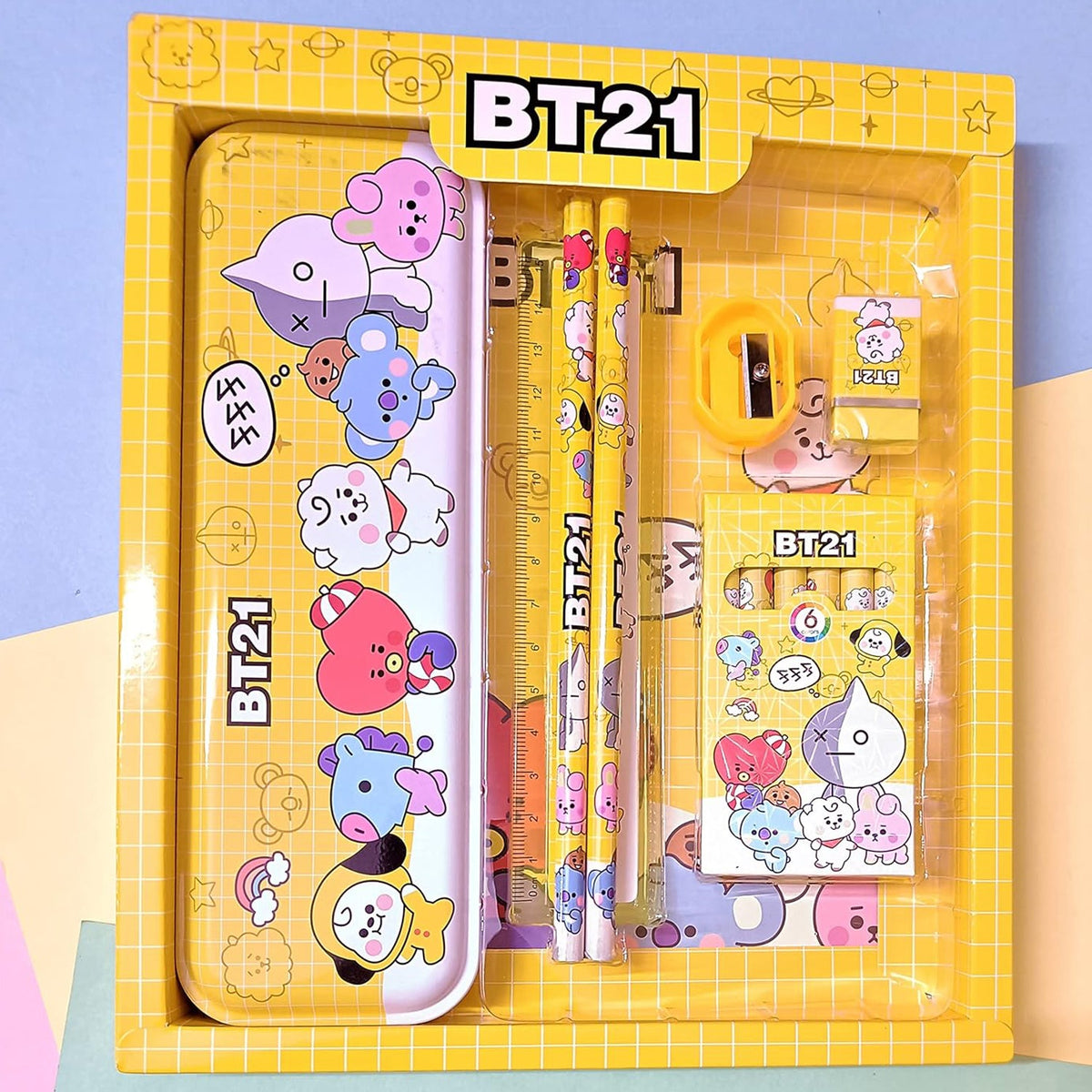 Stationery Kit for Kids – 12 pc Metal Pencil Box set – view 7