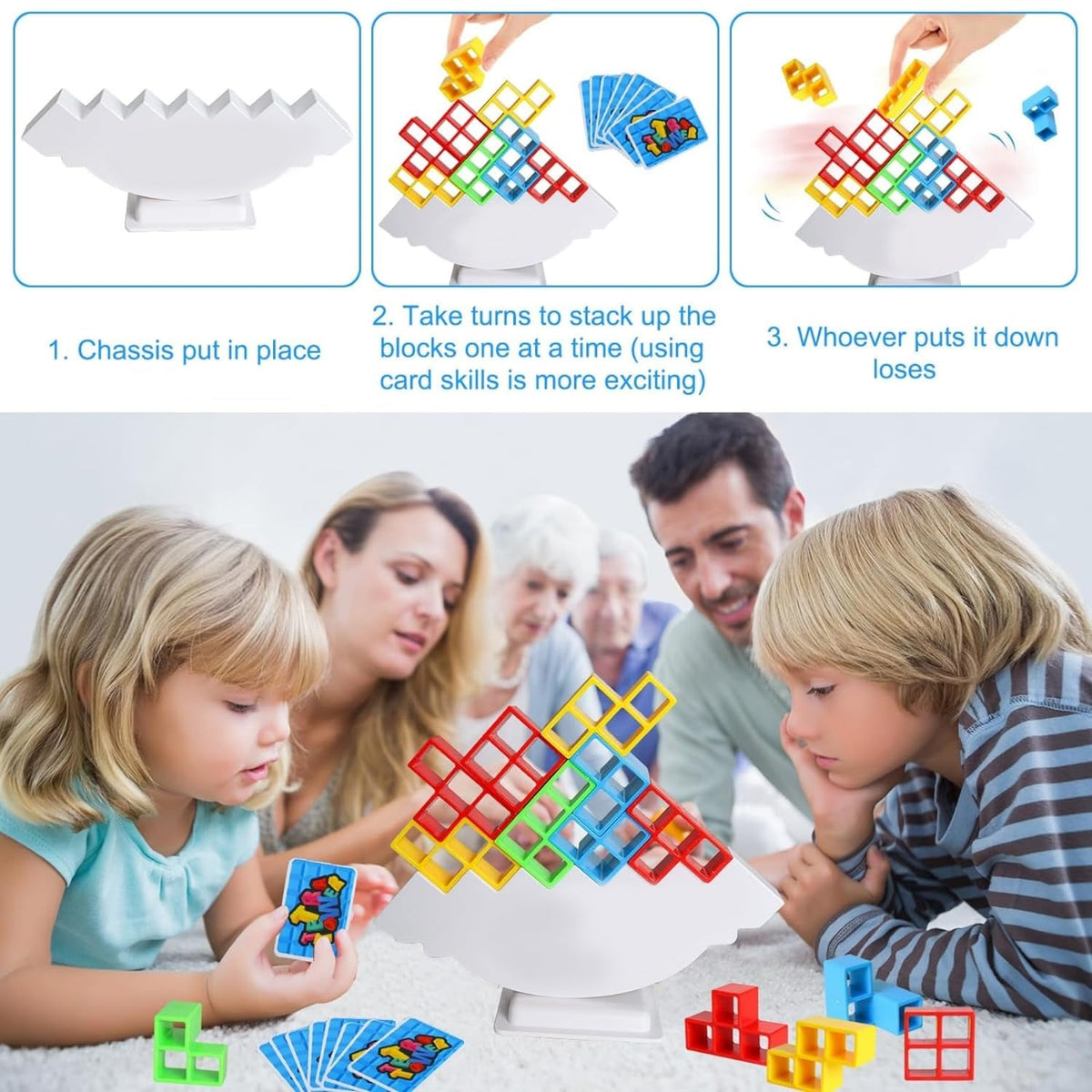 Tower Balance Game – 16 pcs Skill Builder – close-up