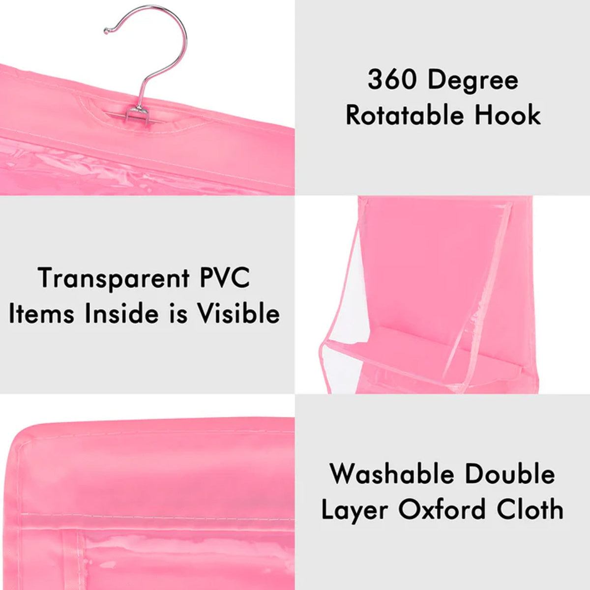 Hanging Purse Organizer – 6 Pockets Wardrobe Storage – close-up