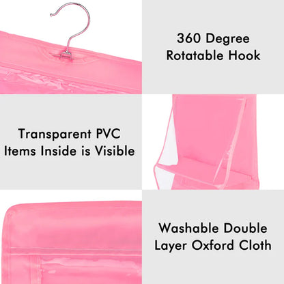 Hanging Purse Organizer – 6 Pockets Wardrobe Storage – close-up