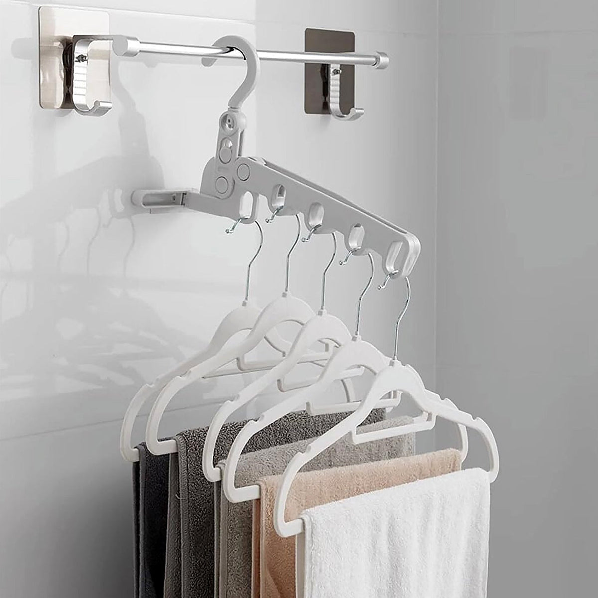 Foldable Clothes Hanger – 5-Hole Space-Saving Travel Rack