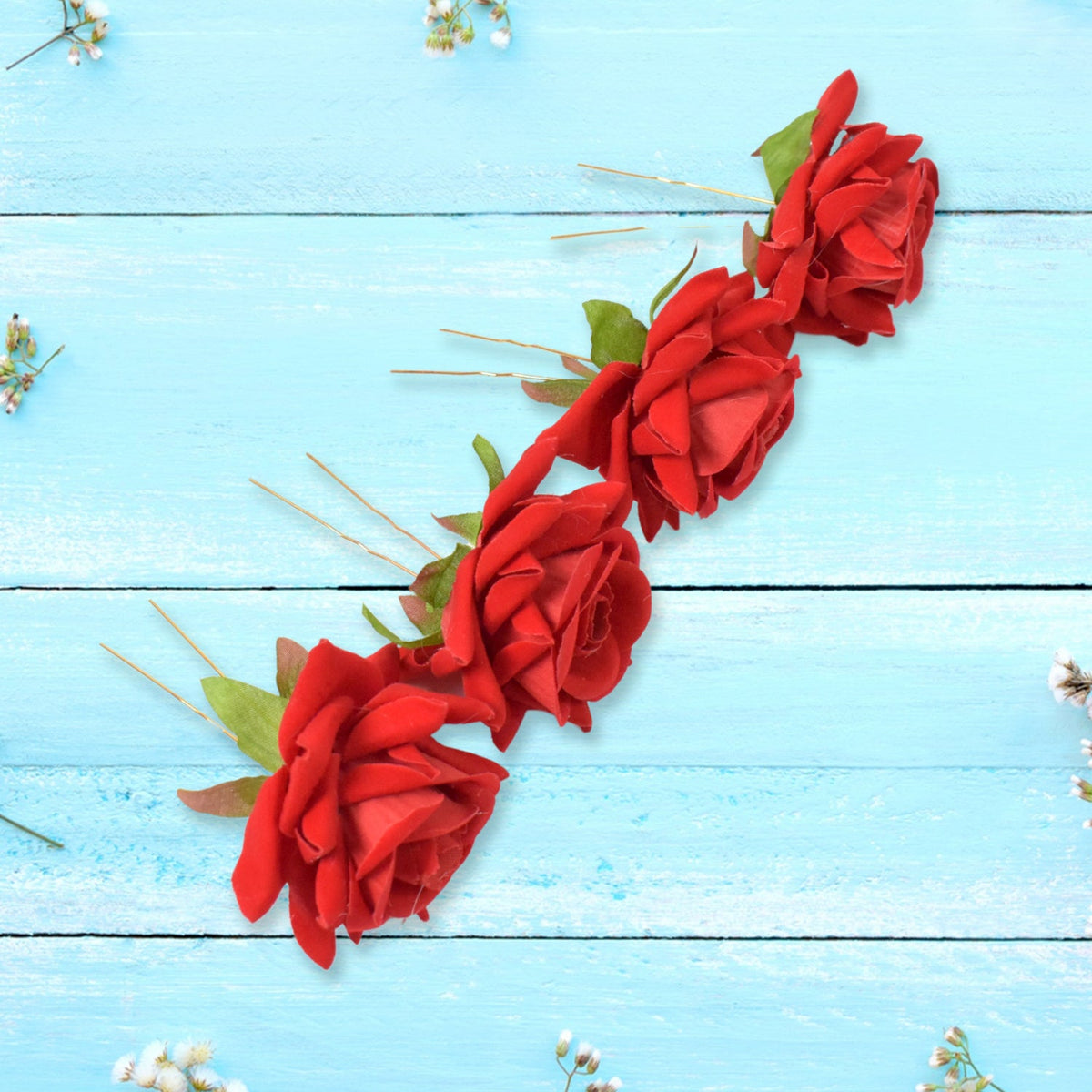 Red Rose Hair Clip – 12 pc Bridal Flower Pins for Women – view 6