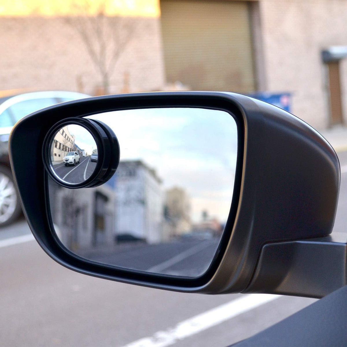 Car Blind Spot Mirror – HD Convex Frameless (2-Pack) – close-up